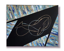 Load image into Gallery viewer, Infinity Whale, One of a kind acrylic on Canvas painting. Reactive to black light
